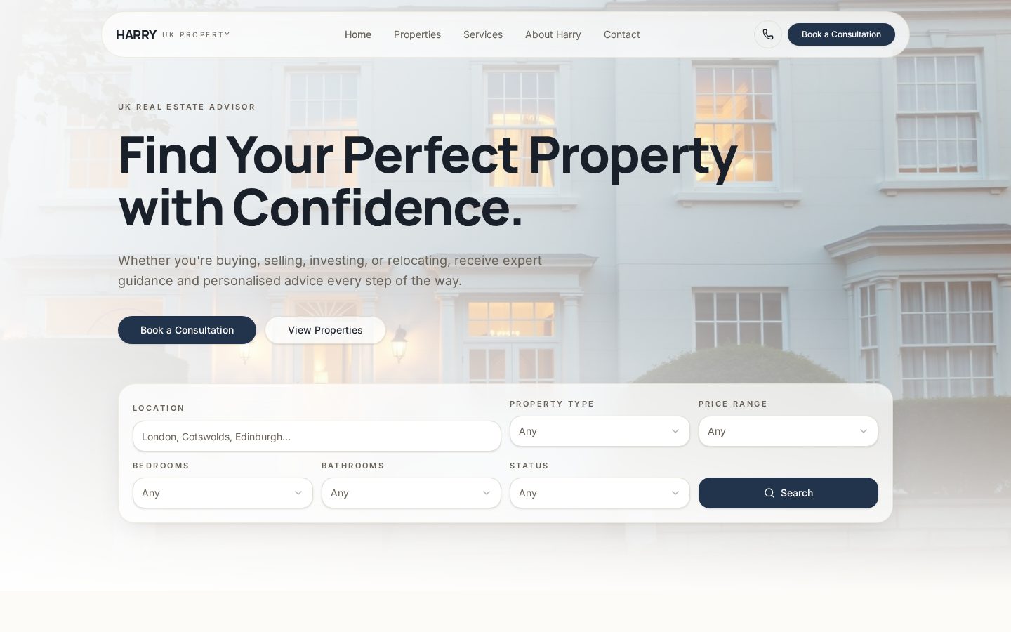 Harry — UK Property — Personal-brand site for a UK buying & selling advisor — website designed by Socialfelio