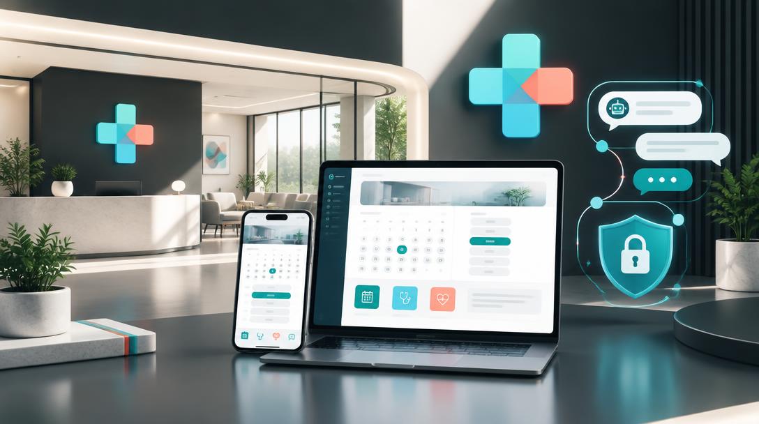 AI Website Development for Healthcare & Clinics: 2026 Guide — editorial guide cover by Socialfelio