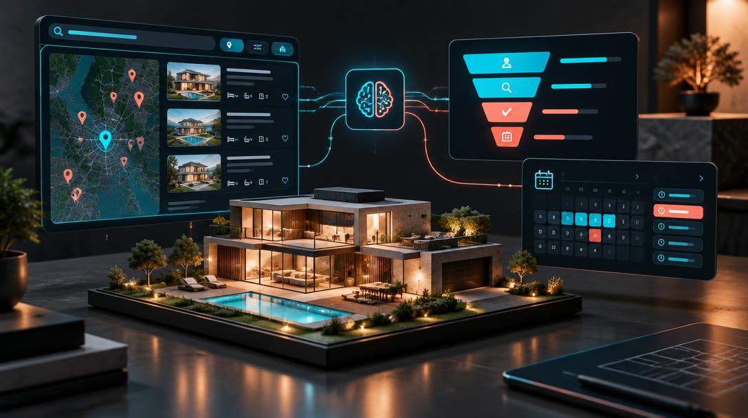 AI Website Development for Real Estate: The 2026 Playbook — editorial guide cover by Socialfelio