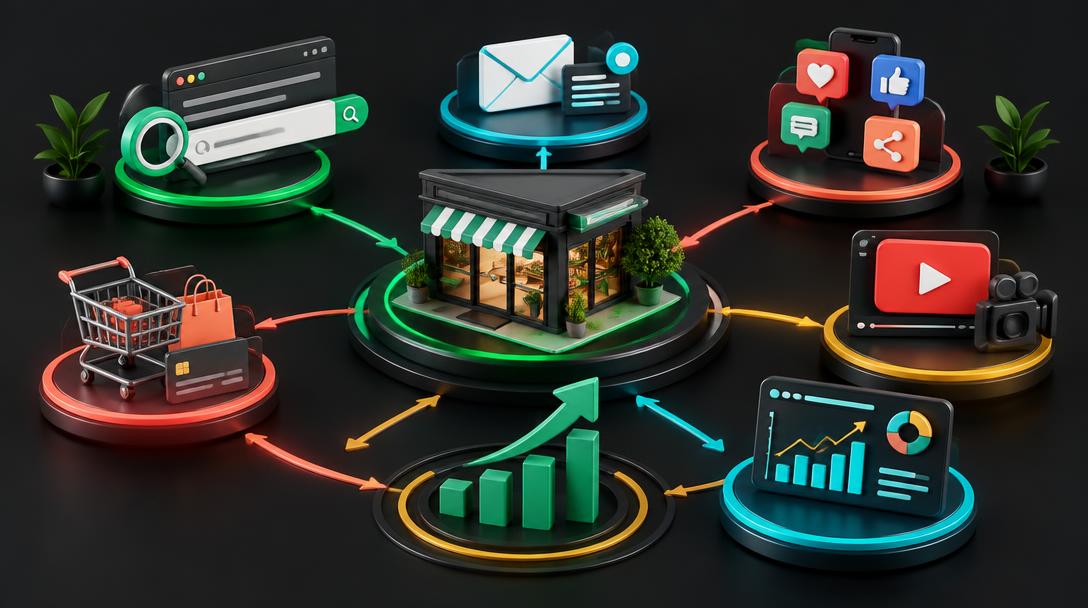 12 Digital Marketing Strategies for Small Business in 2026 — editorial guide cover by Socialfelio