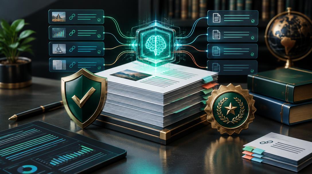 AI Content & E-E-A-T: What Google Rewards in 2026 — editorial guide cover by Socialfelio