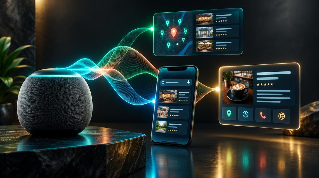Voice Search Optimisation in 2026: A Practical Guide — editorial guide cover by Socialfelio
